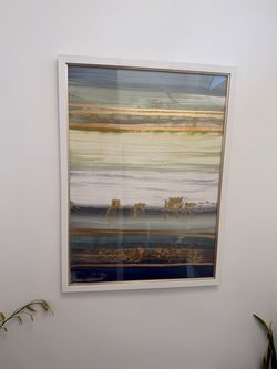 Framed Abstract Wall Art with Gold Accents