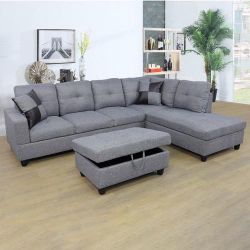 New Gray Sectional  — Left or Right Chaise — Delivery Available 