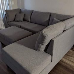 L Shape Sectional Sofa Couch With Ottoman (new In 3 Boxes) 