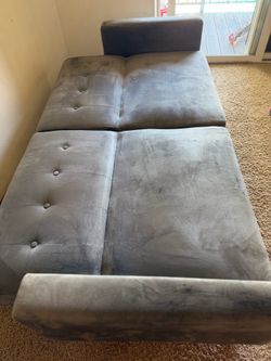Gray velvet sofa cum bed