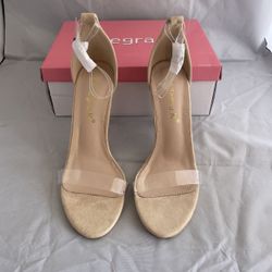 New In Box Allegra K Women's Open Toe Clear Ankle Strap Stiletto Heel Sandals 