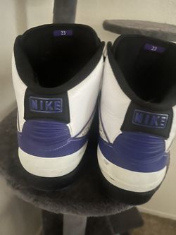 Black White and Purple Jordan 2s