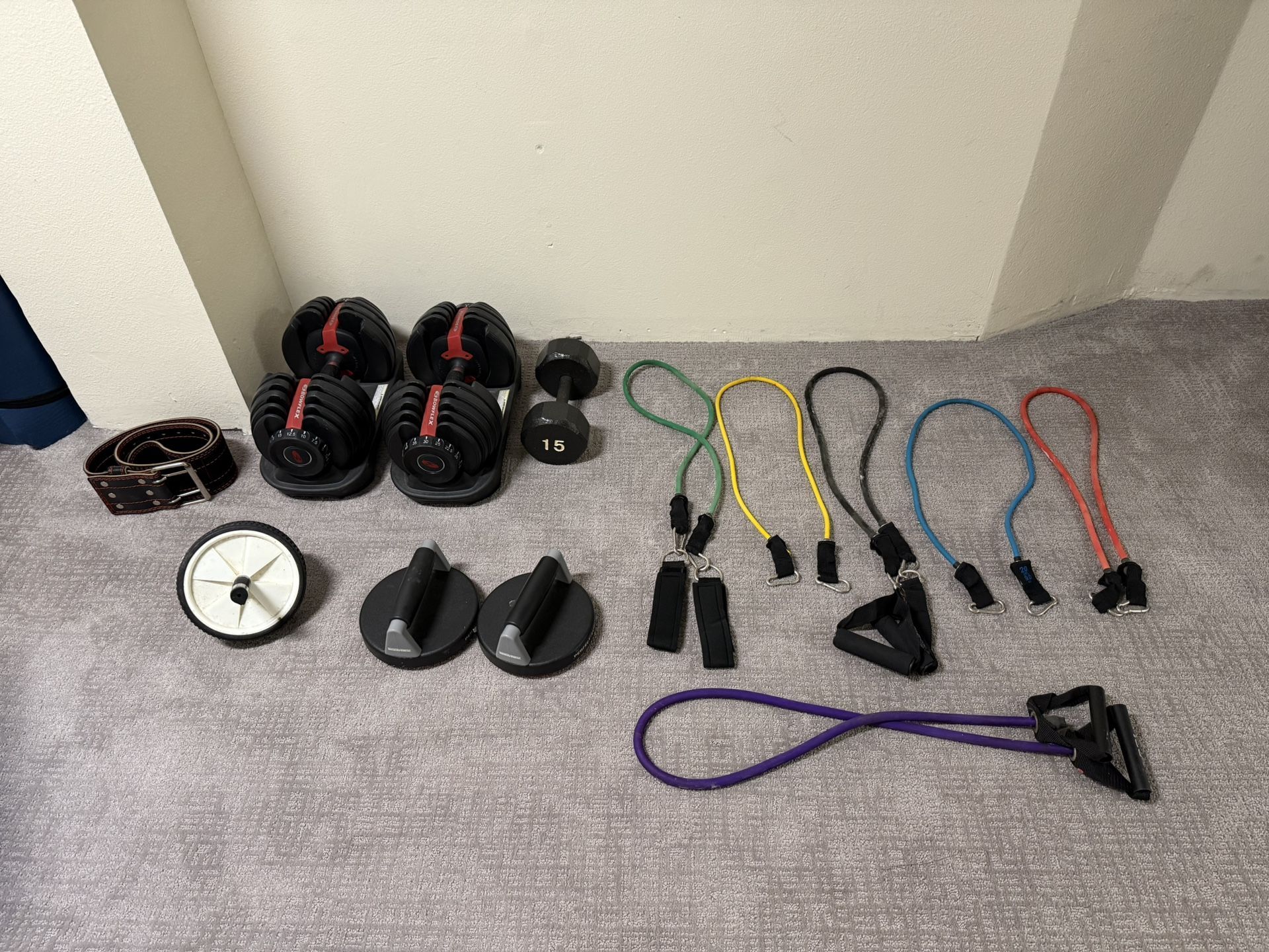 Various Sports Equipment: Resistance Bands, Ab Roller, Etc