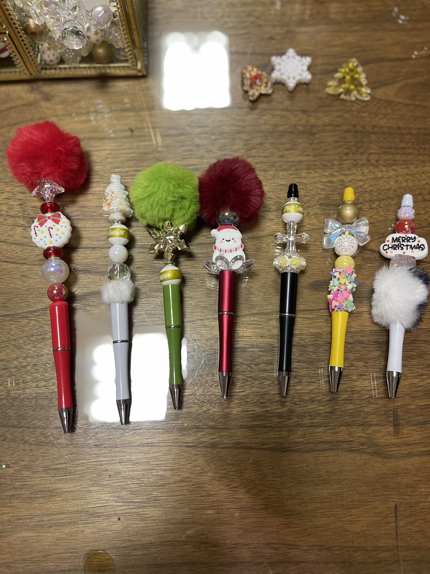 Christmas Themed Beaded Pens