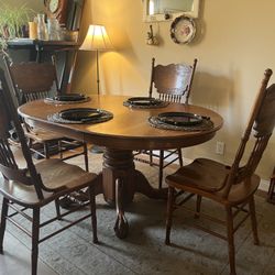 Solid Oak Dining Table + 4 Chairs – $150 OBO