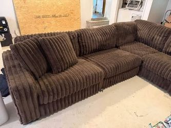 Brown Corduroy Sectional Sofa