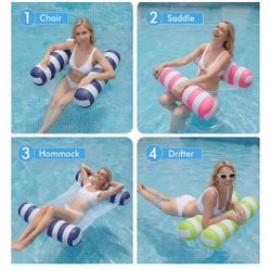 4 Pack Inflatable Pool Floats, OKSUWATER 4-in-1 Water Hammock, Pool Floats Adult Size for Swimming Pool Party Summer Lake Water Fun