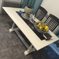 White Wooden Dining Table  