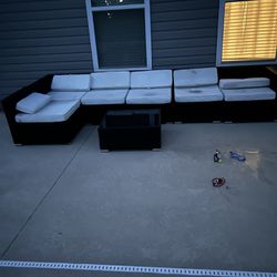 Wicker Black And White Outdoor Couch 
