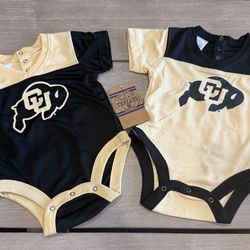 New: Rivalry Threads 91 Colorado Buffalos 2 Pack  Baby One Piece Outfits 6-9 Months