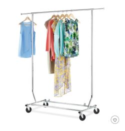 Moving Sale Clothing adjustable rolling rack steel with wheels Large Collapsible Chrome Metal Roll Away