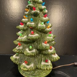 1970’s Working Vintage 16” Ceramic Christmas Tree with Stand