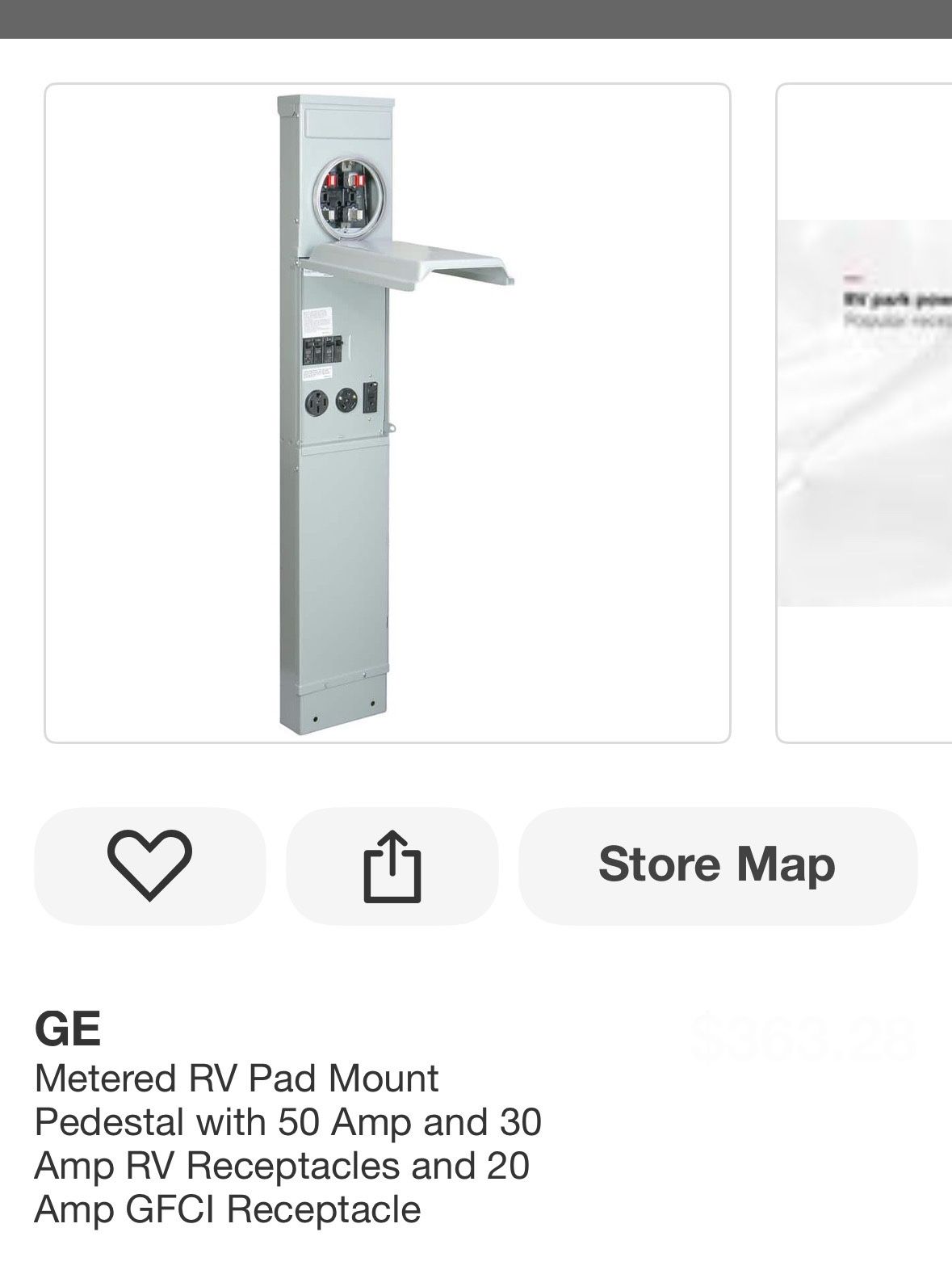 GE Metered RV Pad Mount Pedestal