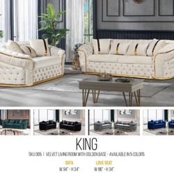 NEW VELVET SOFA AND LOVESEAT AVAILABLE IN 5 COLORS ! IMMEDIATE DELIVERY 🚚 MINAS HOME FURNITURE 