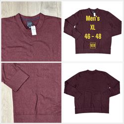 Men’s Gap XL 46 - 48 Golf Sweater Crewneck Maroon Red Long Sleeve Cotton NWT
