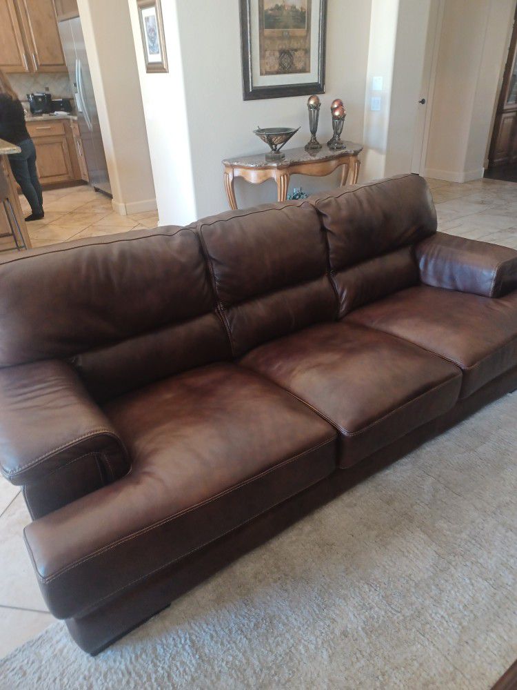 3 cushion leather couch