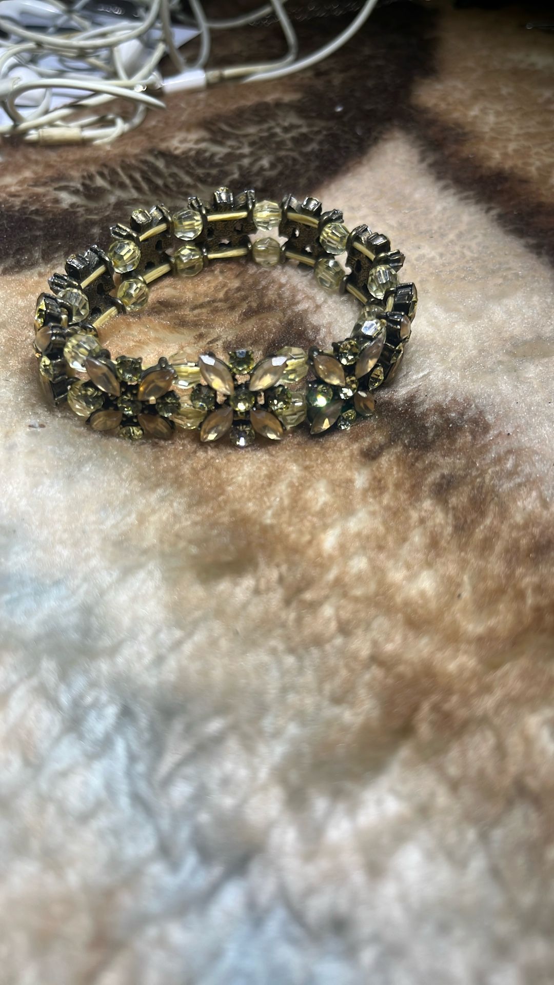 Vintage Rhinestone Floral Bracelet 