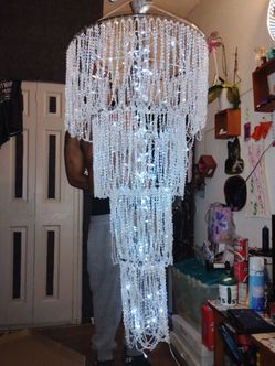 Faux Crystal Bead Chandelier with LED Lights