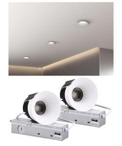 5CCT Trimless 3 Inch LED Recessed Light [2Pack; NEW], 12W Canless Dimmable LED Downlights with J-Box, Anti-Glare Semi-Recessed Downlight, 2700K/3000K/
