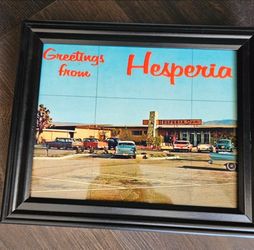 Old Hesperia Postcard Print.   Check Out The Cars Out Front!
