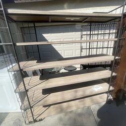Wood And Metal Shelving Unit