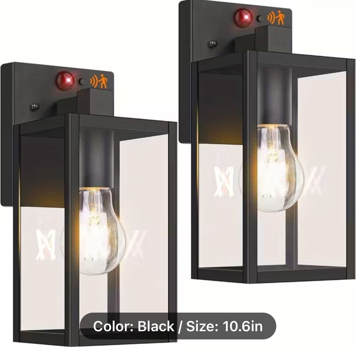 2-Pack Upgraded Motion Sensor Outdoor Wall Lights, Dusk to Dawn Porch Lights Outdoor Wall Sconce Lanterns, 3 Lighting Modes Exterior Lighting Fixtures