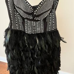 Fashion Nova Feather Dress. Black. Medium. 