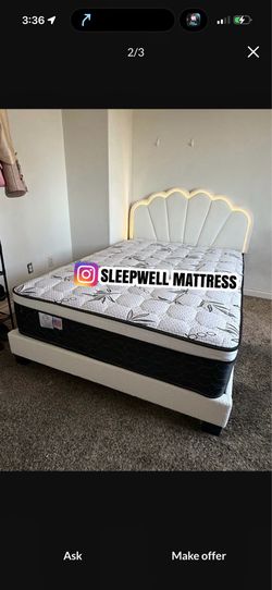 New Queen bed frame with mattress