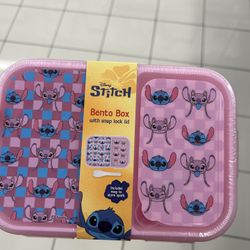 NWT Disney stitch Bento Box with snap lock lid & fork