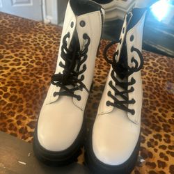 Levi White Combat Boots