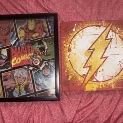 MARVEL COMICS And FLASH WALL PICTURES