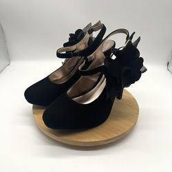 Maurices Fiona Black Velvet Heels with Flower Detailing Women's Size 9