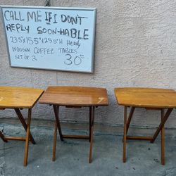 Set Of 3 Wooded Coffee 