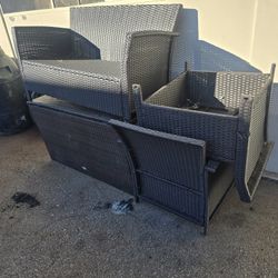 Wicker Cabinet, Bench, 2 Chairs & Table Not Pictured All For $100