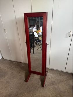 Lori Greiner “For Your Ease Only” Locking Mirrored Jewelry Armoire – Cherry Wood – Includes Keys