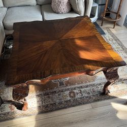 Large Antique Carved Wood Coffee Table