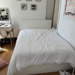 Full size bed frame with 2 storage drawers 