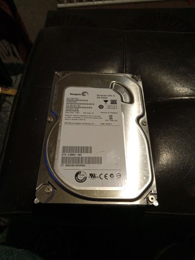Seagate Barracuda 7200-12 Hard Drive with 500GB Storage Capacity Model Barracuda 7200-12