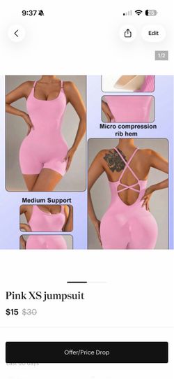 Pink Seamless Compression Romper Jumpsuit XS