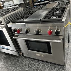 Wolf Stainless Steel Gas Range Stove 36” Wide