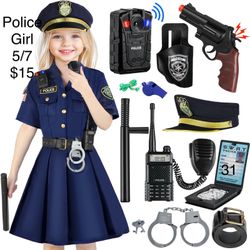 Police Girl Cop Uniform Costume Set 5/7 Career Day Halloween - Traje de Policia Niña