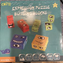 Brand New Item Wooden Expressions Matching Block Puzzle Game Ages 3 And Up