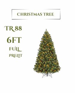 π6ft Pre-lit Christmas Tree with 300 Warm White Lights, Green (TR88)π