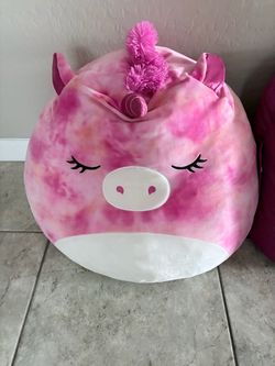 Squishmallow Large Pink Tie-Dye Unicorn bean bag
