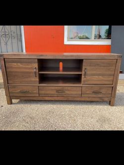 Wood TV Stand with Drawers and Cabinets