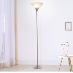 Torchiere Floor Lamp - Standing Bedroom Light with Sturdy Metal Base and Marbleized Glass Shade - LED Bulb Included by Lavish Home @B12-448