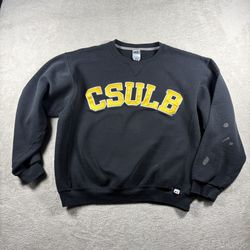 Vintage Russell CSULB Crewneck Sweater Men’s L Black College Long Beach #3660