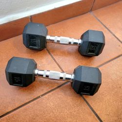 Tru Grit Fitness Hex Elite TPR Rubber Dumbbells 15 LB Set - Miami 33182