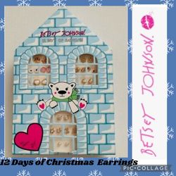Betsey Johnson Holiday 12 Days of Earrings Igloo Stud Set

