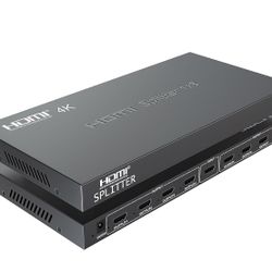 4K HDMI Splitter 1 in 8 Out, 1x8 Powered HDMI Splitter for Dual Monitors w/Power Adapter, 4K@30Hz Dual Monitors Duplicate/Mirror for PS4 Fire Stick HD